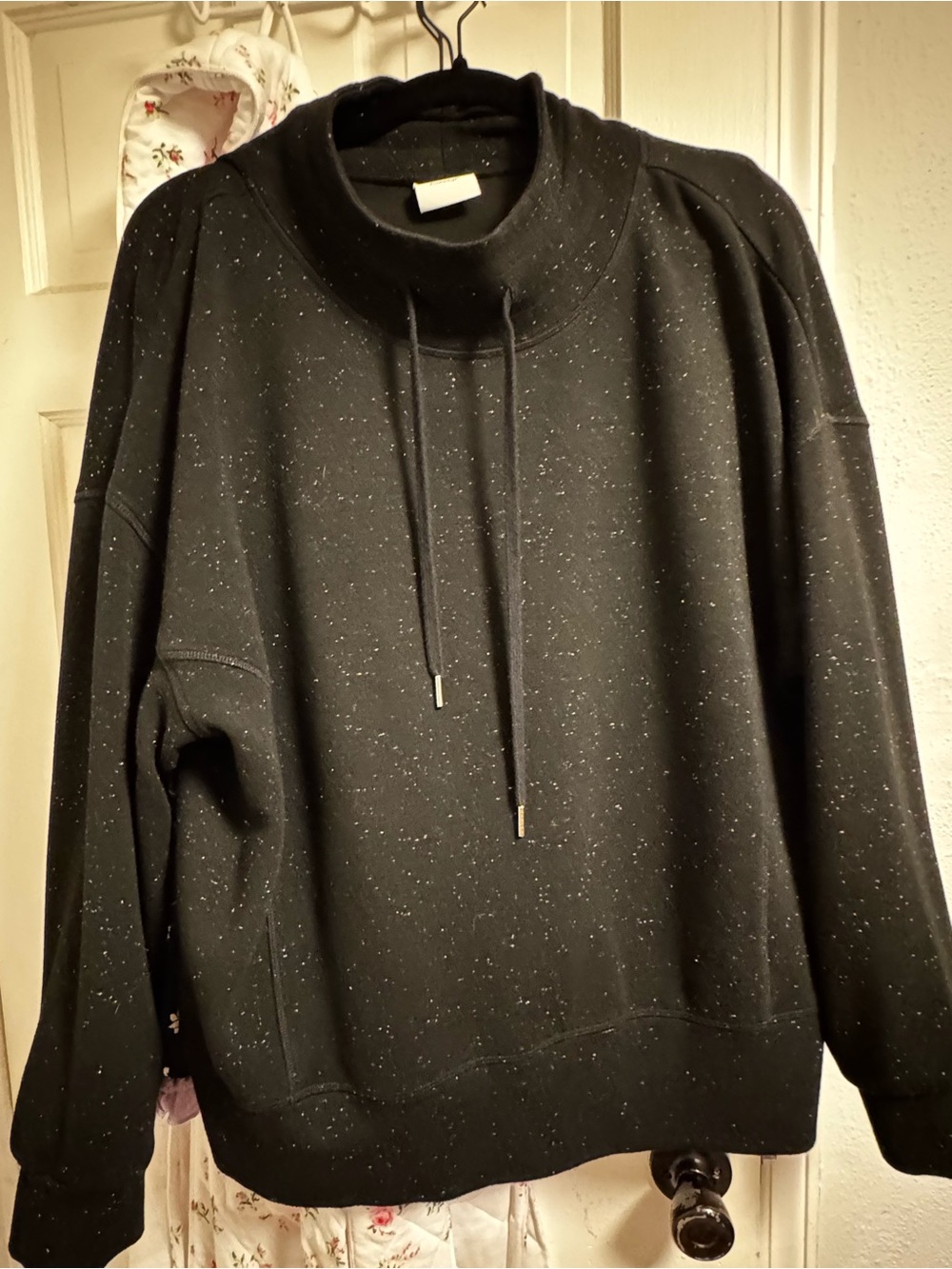 Varley Black Speckled Funnel-Neck Pullover